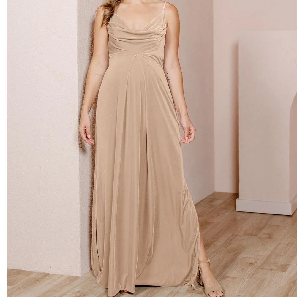 Revelry Maternity Skye Velvet Dress in Gold Champagne 623 size 10